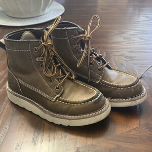 Boys AdTec Brown Leather Boots with White Soles